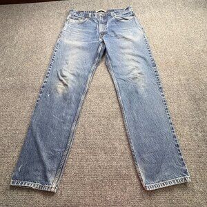 Levis 550 Jeans Mens 36x24 Blue Relaxed Fit Baggy Distressed Paint Splatter‎